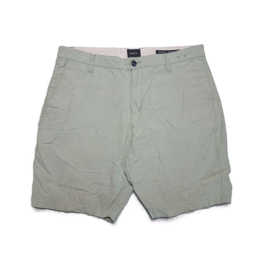 RVCA Nature X Industry Shorts Mens 34 Light Green Chino Cotton